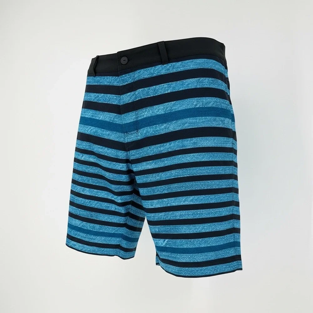 The North Face Class V Hybrid Board Shorts Mens 40 Blue Striped Swim Trunks